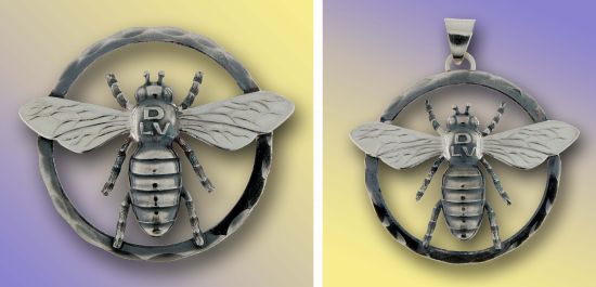 Biene im Ring als Brosche  -------------   Biene im Ring als Anh�nger