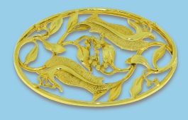 Bl�tenzweig oval durchbrochen in 333 Gold