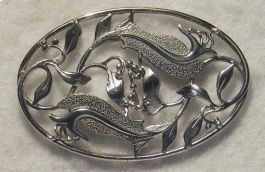 Bl�tenzweig oval durchbrochen in Silber