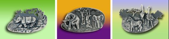 Broschen - Nilpferd , Elefant oder Zebra mit Vogel Strauss Broschen - Nilpferd , Elefant oder Zebra mit Vogel Strauss